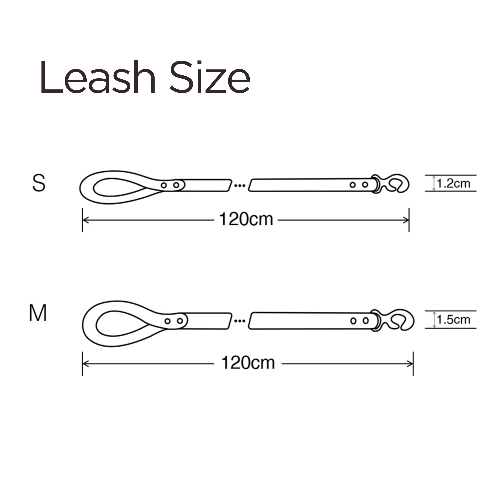 Leash Size Guide for Tailored Nappa Leather Harness Walk Set: Find the perfect leash size to match your harness set with our comprehensive size guide, ensuring optimal comfort and control for your pet.
