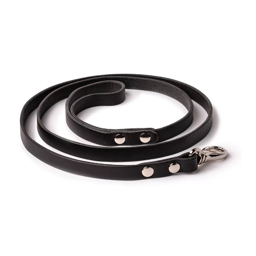 Black Nappa Leather Dog Leash - Durable and Elegant Pet Lead