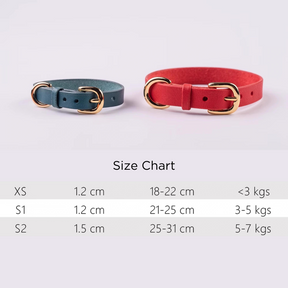 Comprehensive size chart for Smooth Calfskin Leather Buckle Cat Collars, ensuring a perfect fit for cats of all breeds and sizes.
