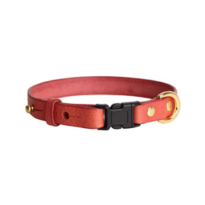 Pink safety buckle Smooth Calfskin Leather Buckle Cat Collar - Soft pink leather cat collar with a reliable safety buckle for peace of mind.
